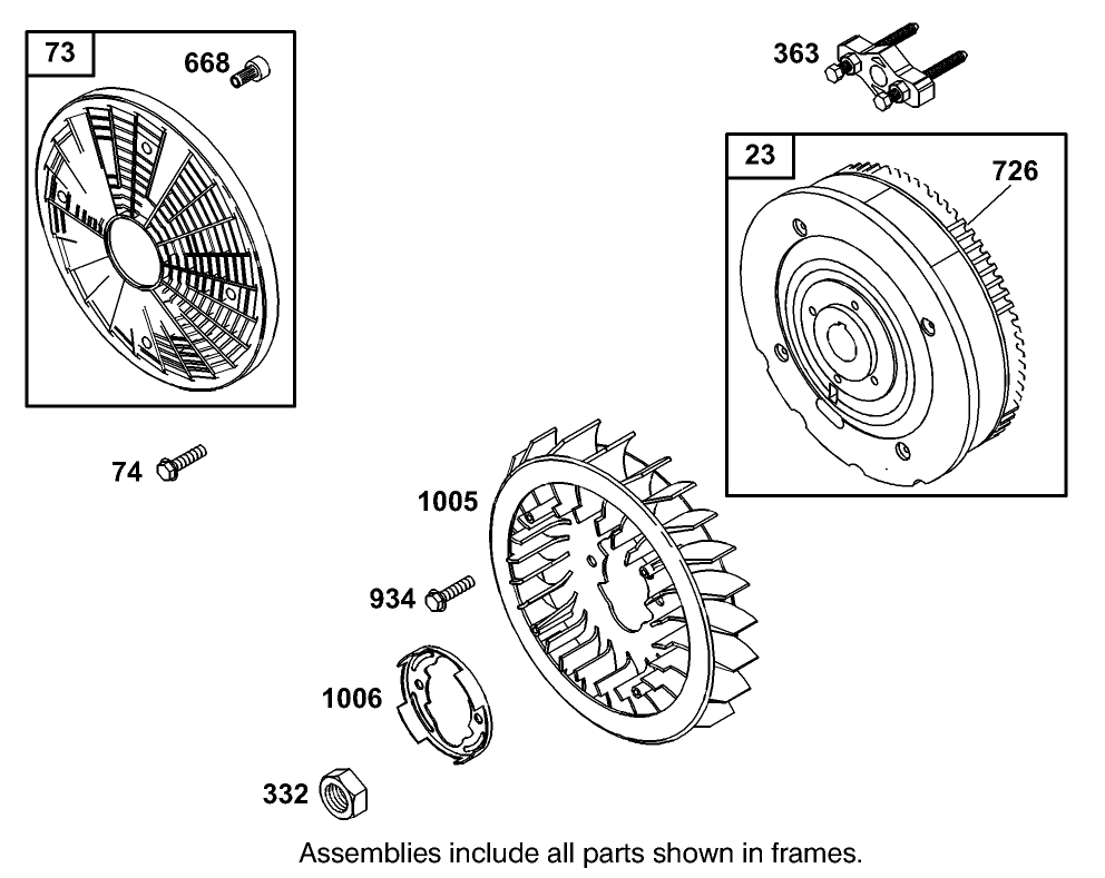 Flywheel Assembly Briggs and Stratton Model 350447-1331-E1