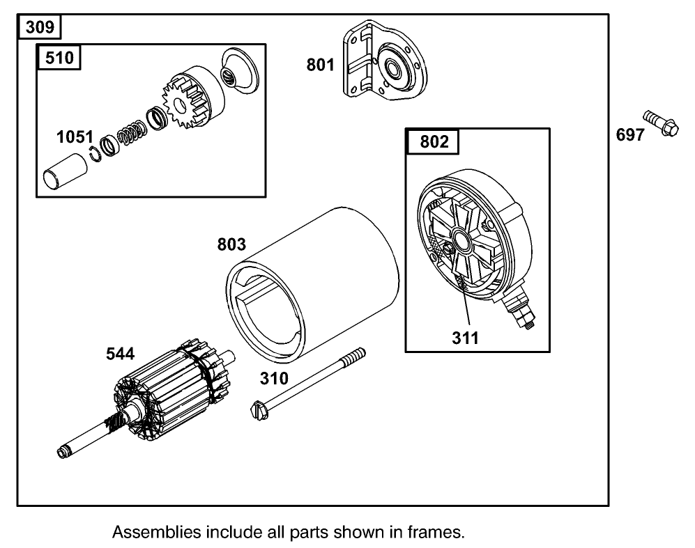 Starter Assembly Briggs and Stratton Model 350447-1331-E1