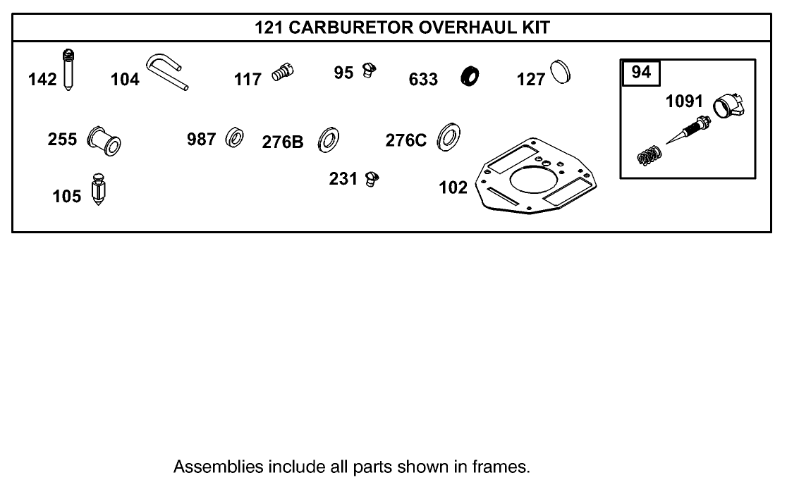 Carburetor Overhaul Kit Assembly Briggs and Stratton Model 350447-1331-E1
