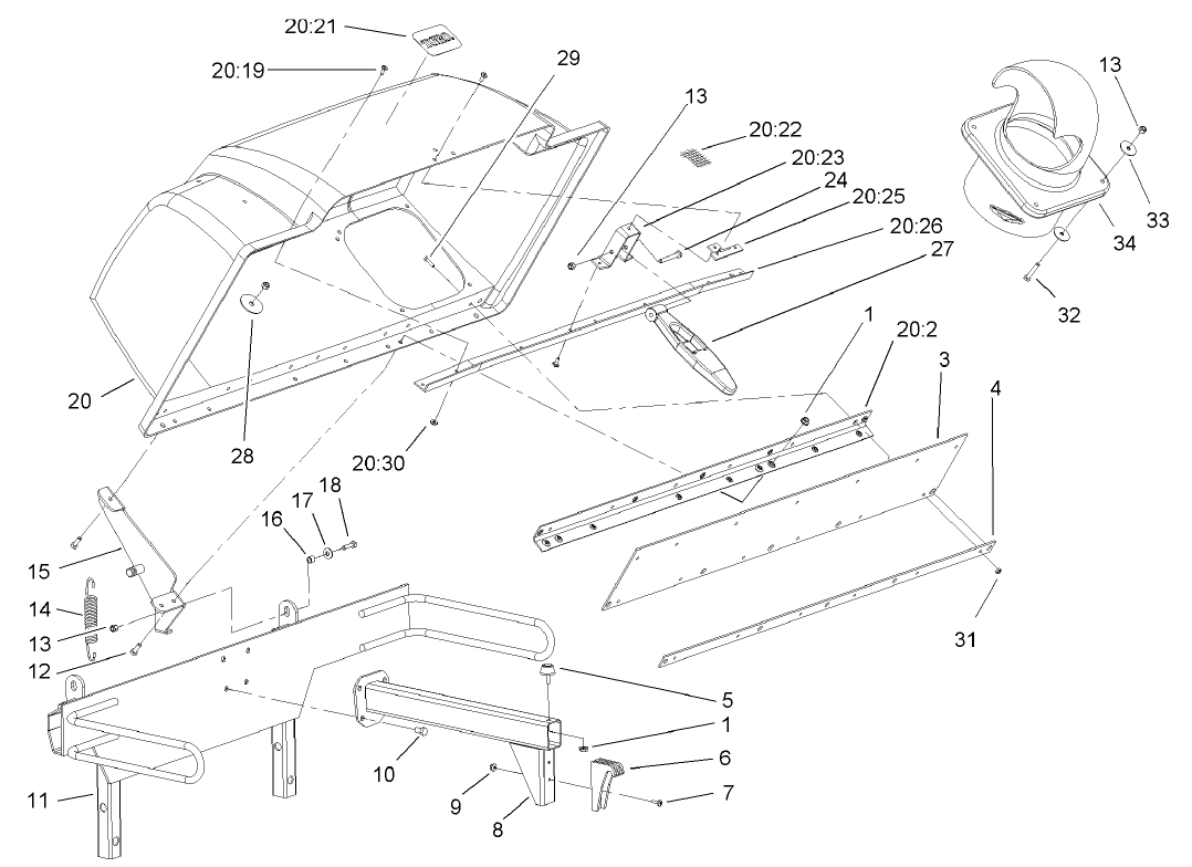 Bag Support and Hood Assembly