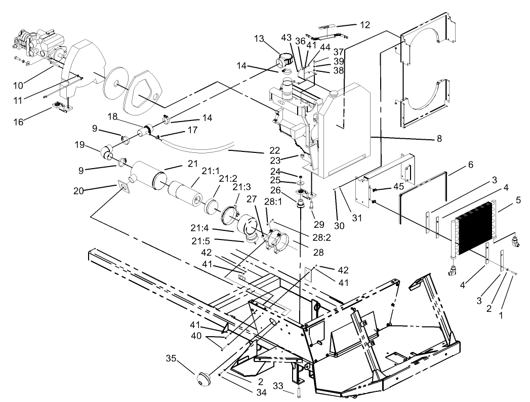 Engine, Oil Cooler and Air Cleaner Assembly