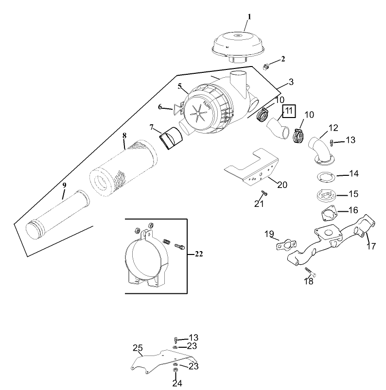 Group 10-Air Intake/Filtration Assembly Kohler CH23S-76569