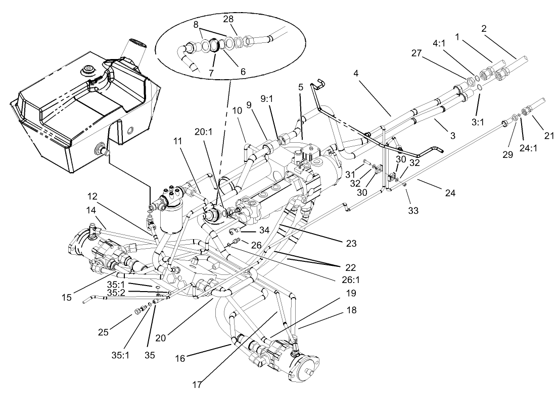 Traction Hydraulic Line Assembly