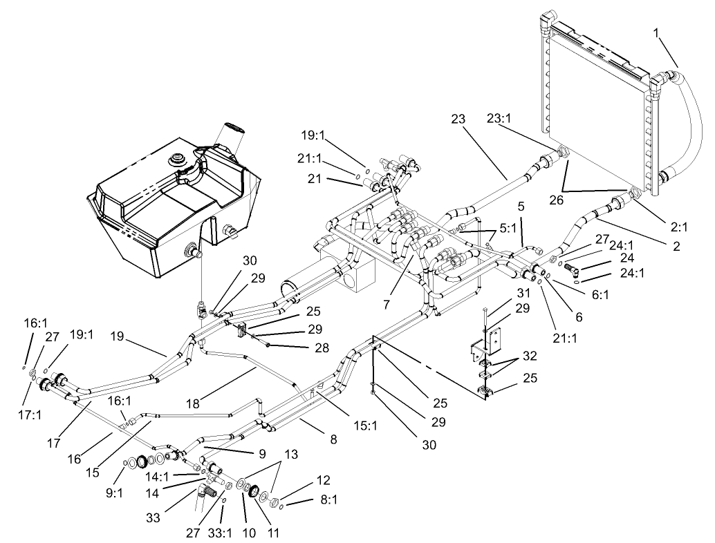 Mow Block Hydraulic Line Assembly
