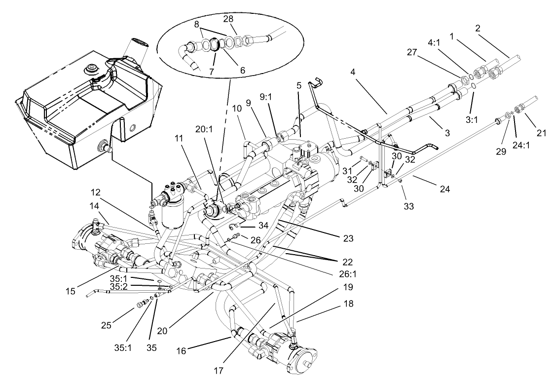 Traction Hydraulic Line Assembly
