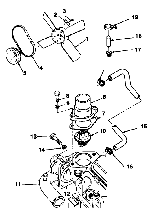 FAN, WATER PUMP, AND THERMOSTAT ASS-Y