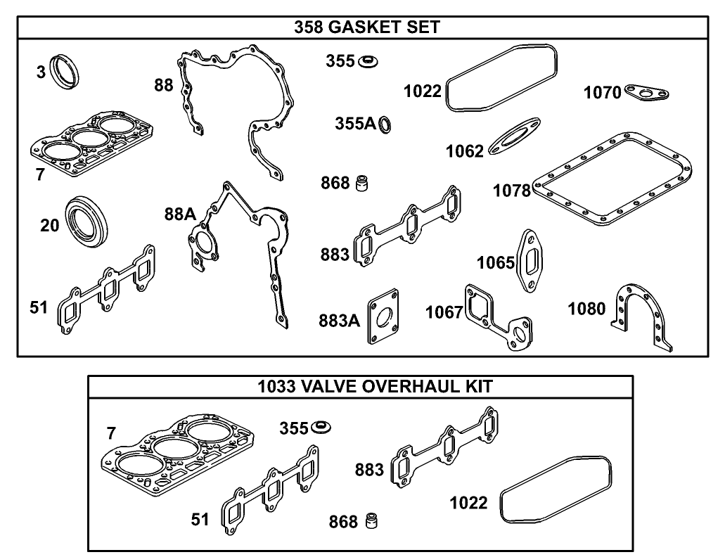 Gasket and Valve Overhaul Kit Assembly