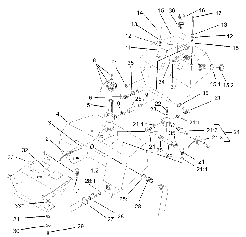 Hydraulic Reservoir and Leak Detector Assembly