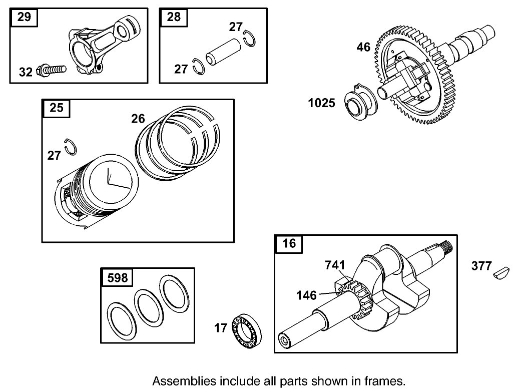 Crankshaft Assembly Briggs and Stratton Model 350447-1331-E1