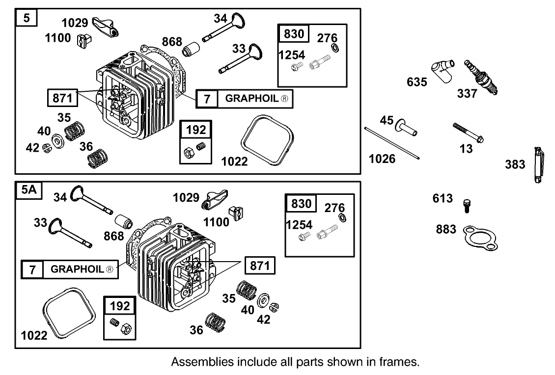 Cylinder Head Assembly No. 1  Briggs and Stratton Model 350447-1331-E1