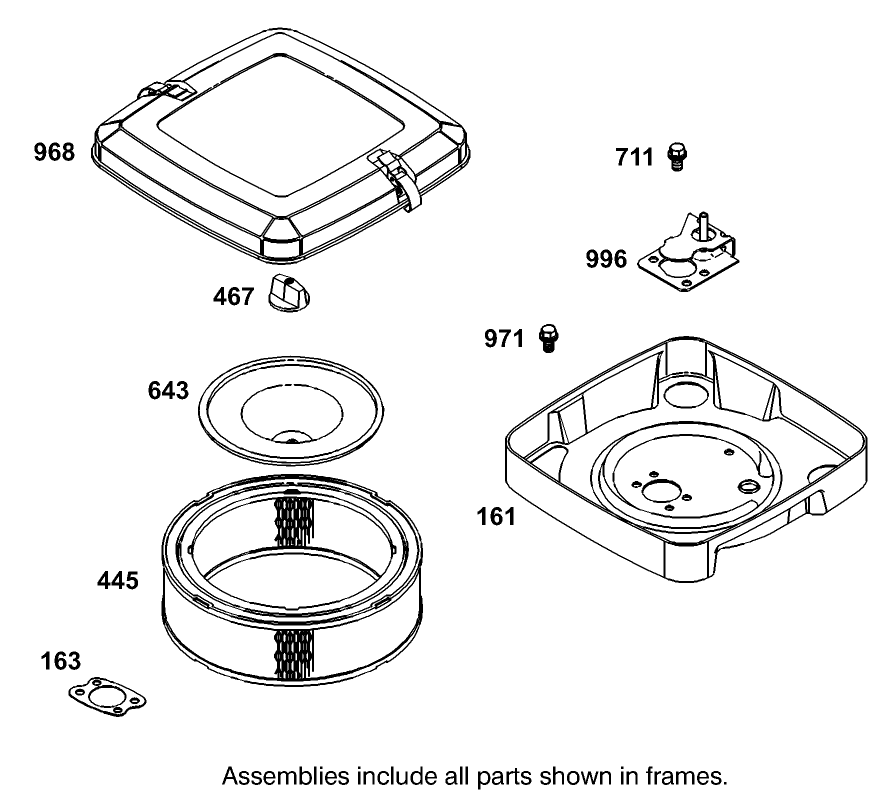 Air Cleaner Assembly  Briggs and Stratton Model 350447-1331-E1