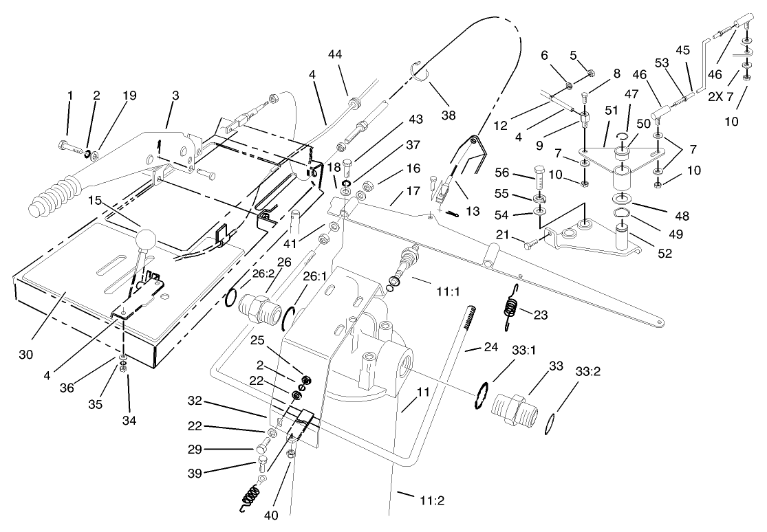 Parking Brake, Throttle  and Oil Filter Assembly
