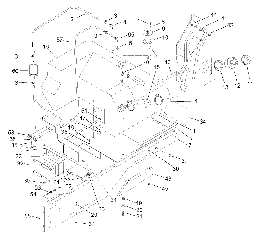 Fuel Tank and Lower Body Assembly