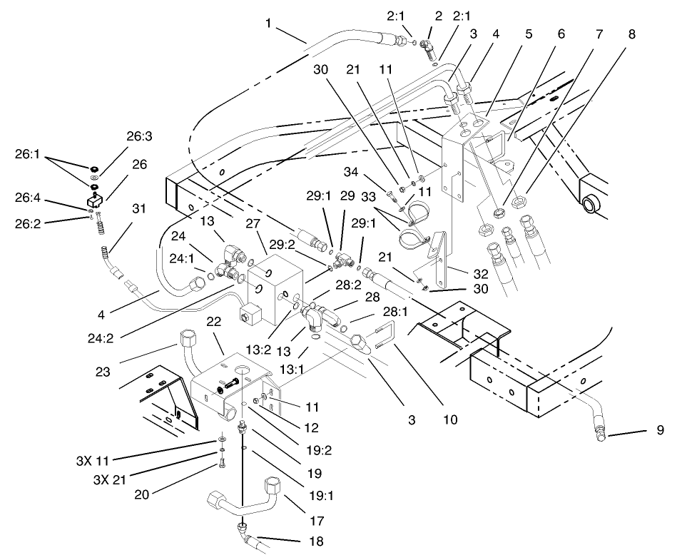 4 Wheel Drive Hydraulic Plumbing Assembly