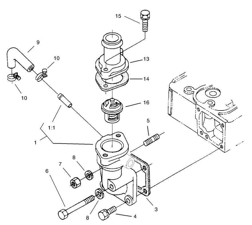 Water Flange and Thermostat Assembly