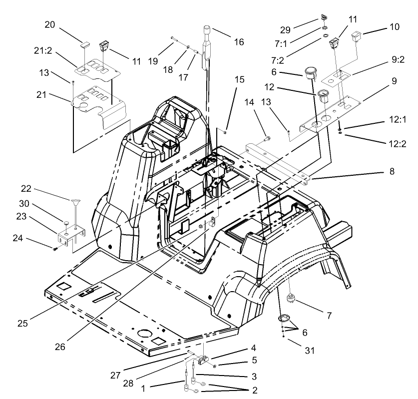 Parking Brake and Console Assembly