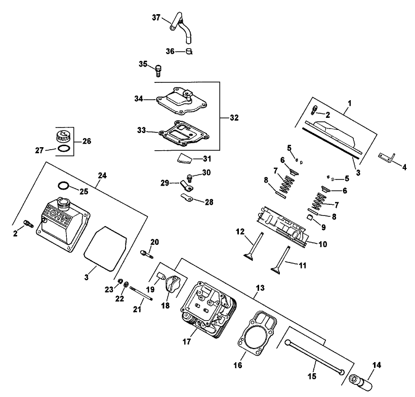 Head/Valve/Breather Assembly Kohler CH25S-68688