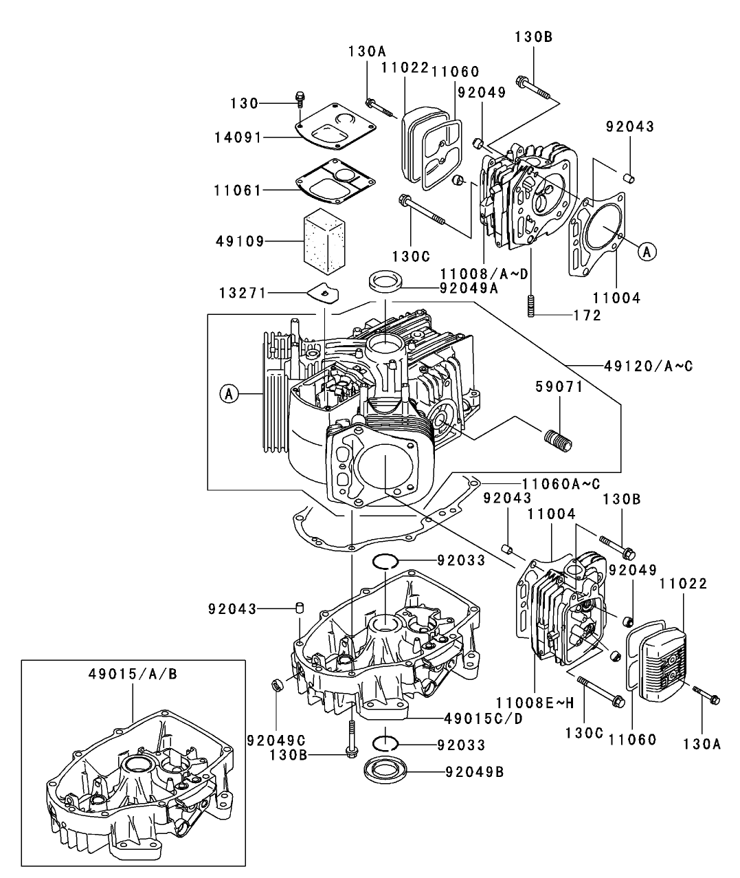 Cylinder/Crankcase Assembly Kawasaki FH500V-ES10