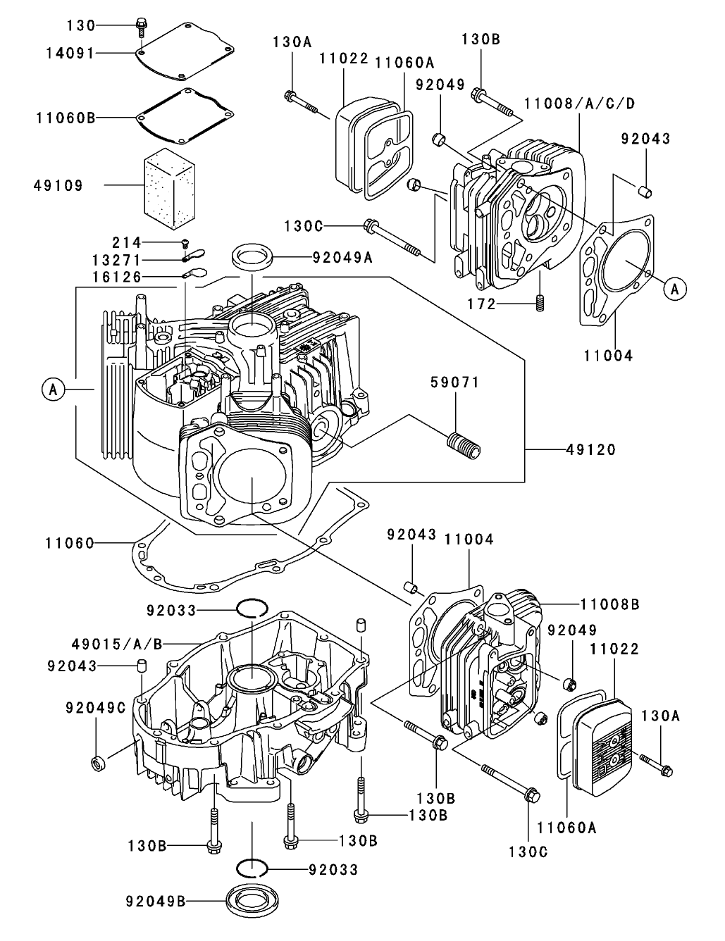 Cylinder/Crankcase Assembly Kawasaki FH601V-DS06
