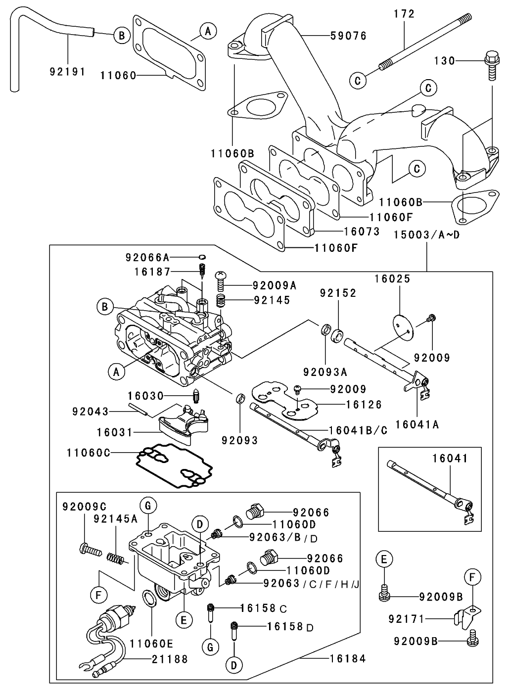 Carburetor Assembly Kawasaki FH601V-DS06