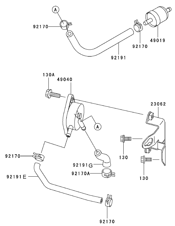 Fuel Tank/Fuel Valve Assembly Kawasaki FH601V-DS06