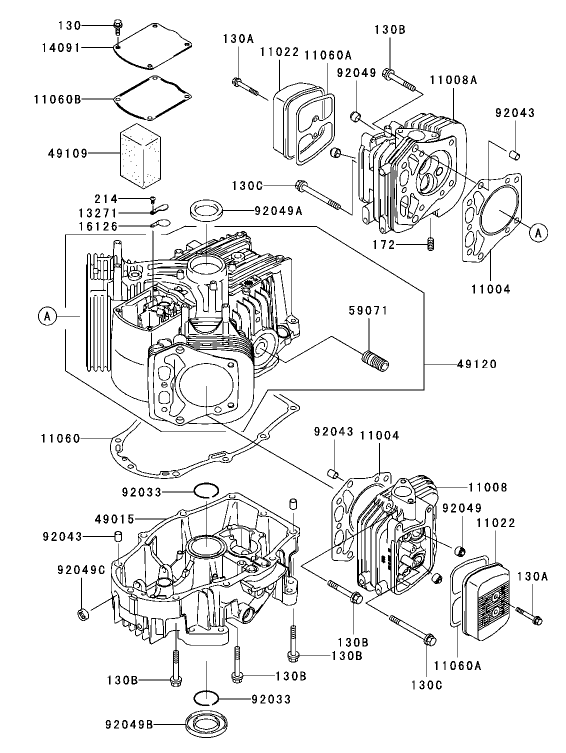 Cylinder and Crankcase Assembly  Kawasaki FH680V-AS21