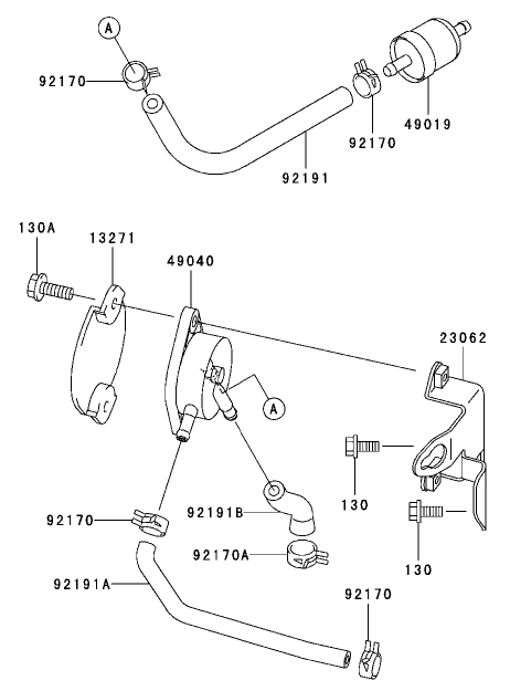 Fuel Tank / Fuel Valve Assembly  Kawasaki FH680V-AS21