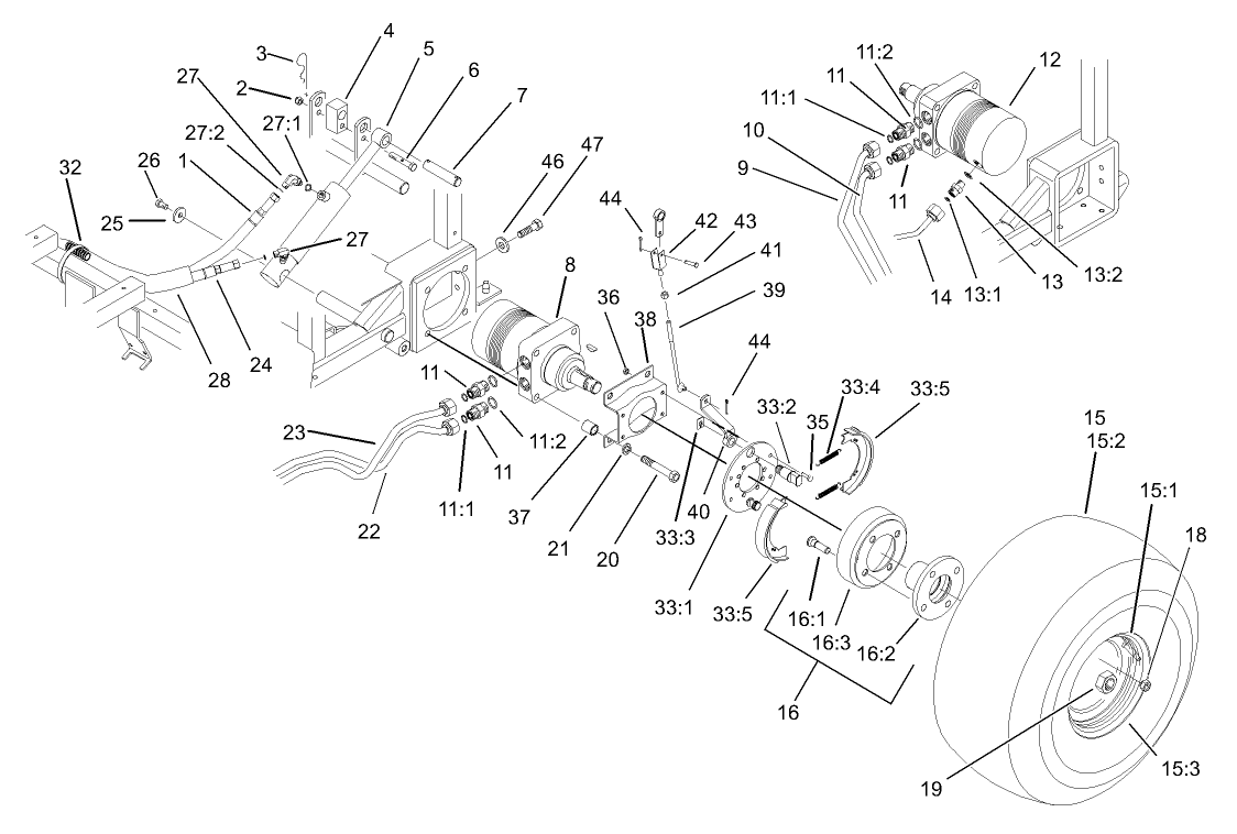 Rear Wheel and Lift Assembly
