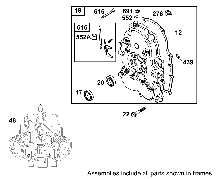 Crankcase Assembly Briggs and Stratton 350447-1116-E1