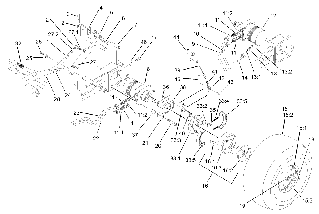 Rear Wheel and Lift Assembly
