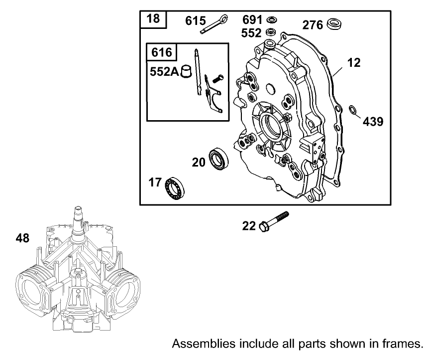 Crankcase Assembly Briggs and Stratton 350447-1116-E1