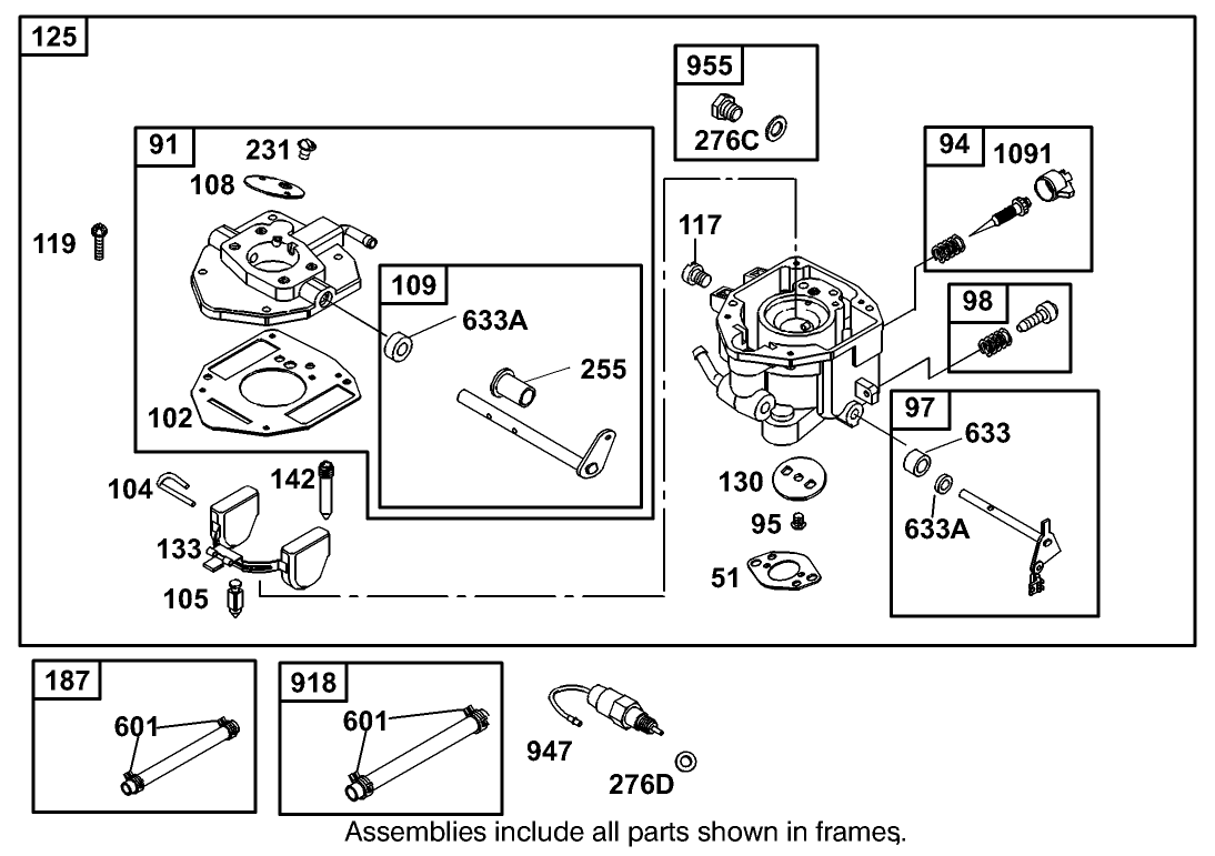 Carburetor Assembly Briggs and Stratton 350447-1116-E1