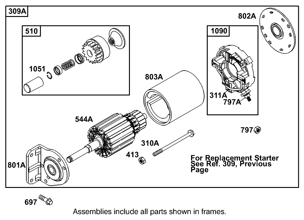 Starter Assembly Briggs and Stratton 350447-1116-E1