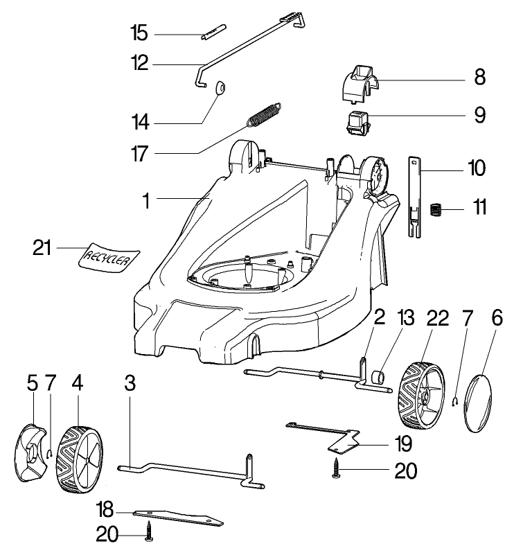 Chassis Parts Model-No. 21020, 21022
