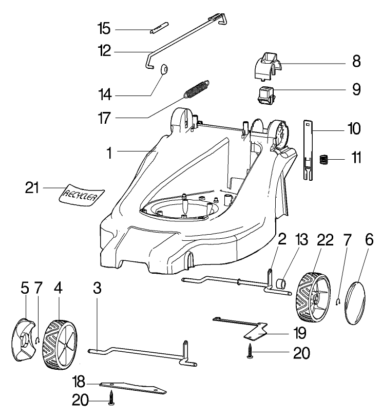 Chassis Parts Model-No. 21020, 21022