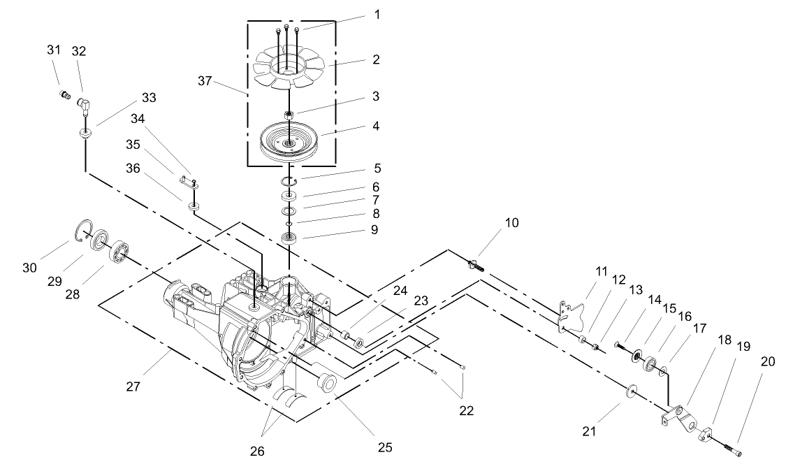 Housing and Fan Assembly  Transaxle Assembly No. 104-4310