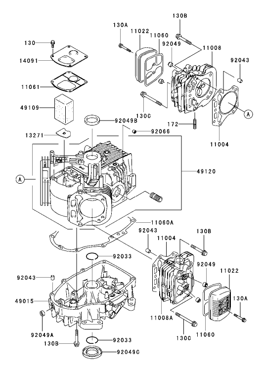 Cylinder/Crankcase Assembly Kawasaki FH541V-AS04