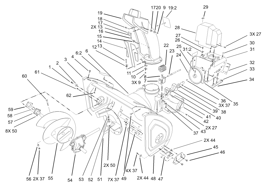 Housing and Engine Frame Assembly