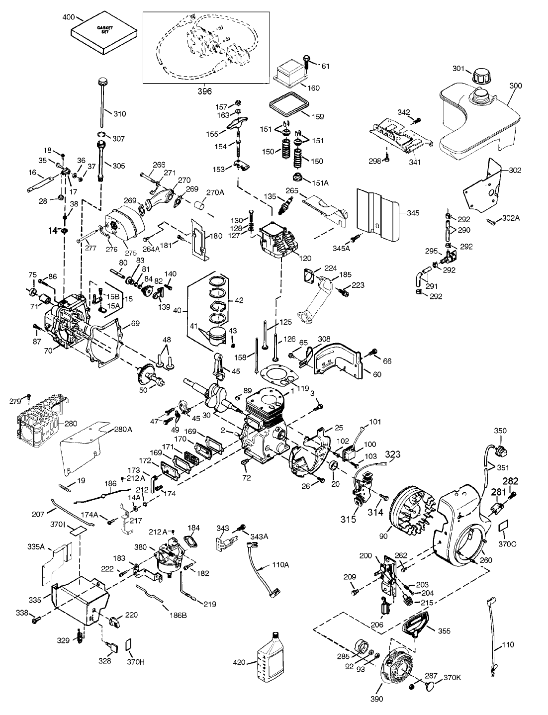 Tecumseh Engine Assembly Model No. OHSK100-221607D