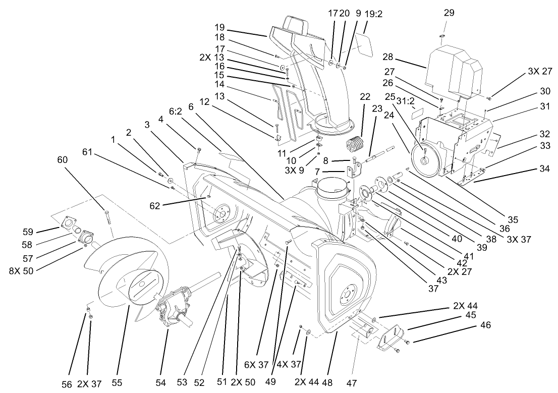 Housing and Engine Frame Assembly