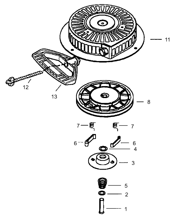 Rewind Starter Assembly No. 590733 (Optional) Tecumseh HMSK-80 155724X
