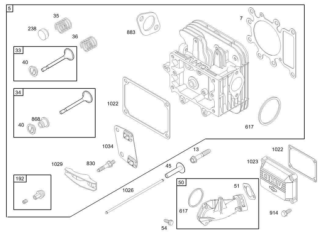 Cylinder Head Assembly Briggs and Stratton 280H07-0166-E1