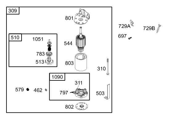 Starter Assembly  Briggs and Stratton Model 280H07-0166-E1