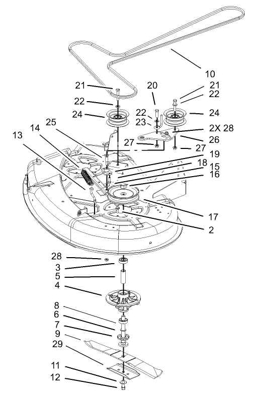 42in Deck Spindle and Belt Drive Assembly
