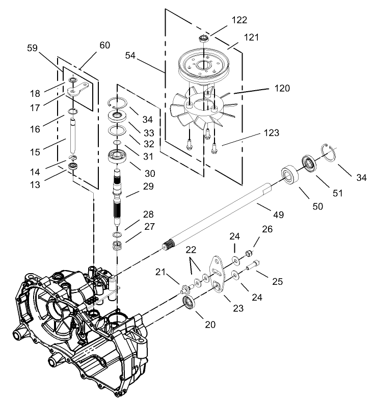 Fan and Pulley Assembly RH Hydrostat No. 105-3491