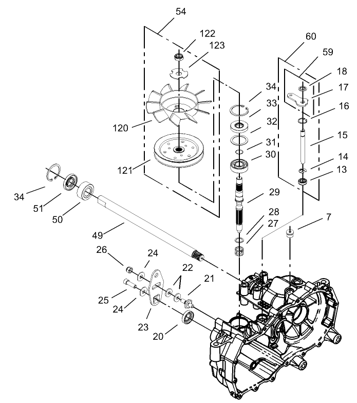 Fan and Pulley Assembly LH Hydrostat No. 105-3492
