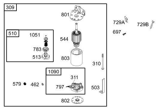 Starter Assembly  Engine Briggs and Stratton Model 286H77-0165-E1