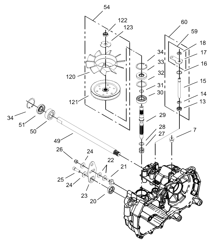 Fan and Pulley Assembly LH Hydrostat No. 105-3492