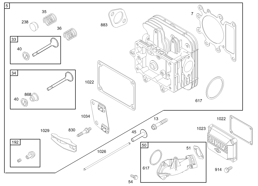 Cylinder Head Assembly  Engine Briggs and Stratton 286H77-0165-E1