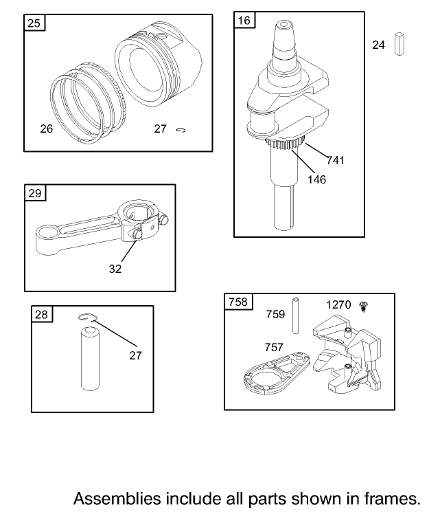 Crankshaft Assembly  Engine Briggs and Stratton 286H77-0165-E1